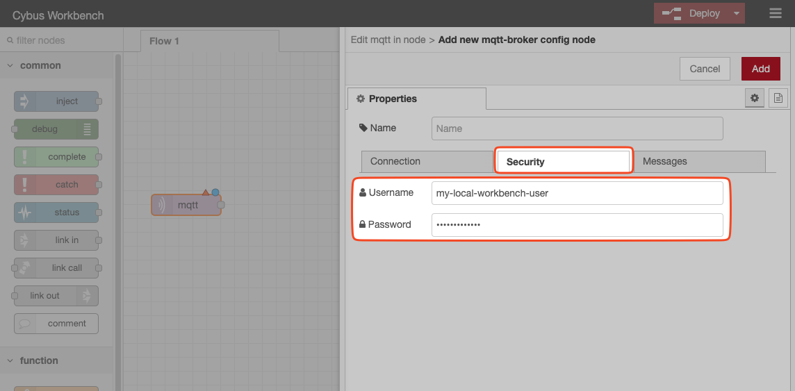 Node-RED authentication configuration