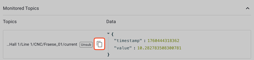 Screenshot showing clipboard icon for copying topic paths
